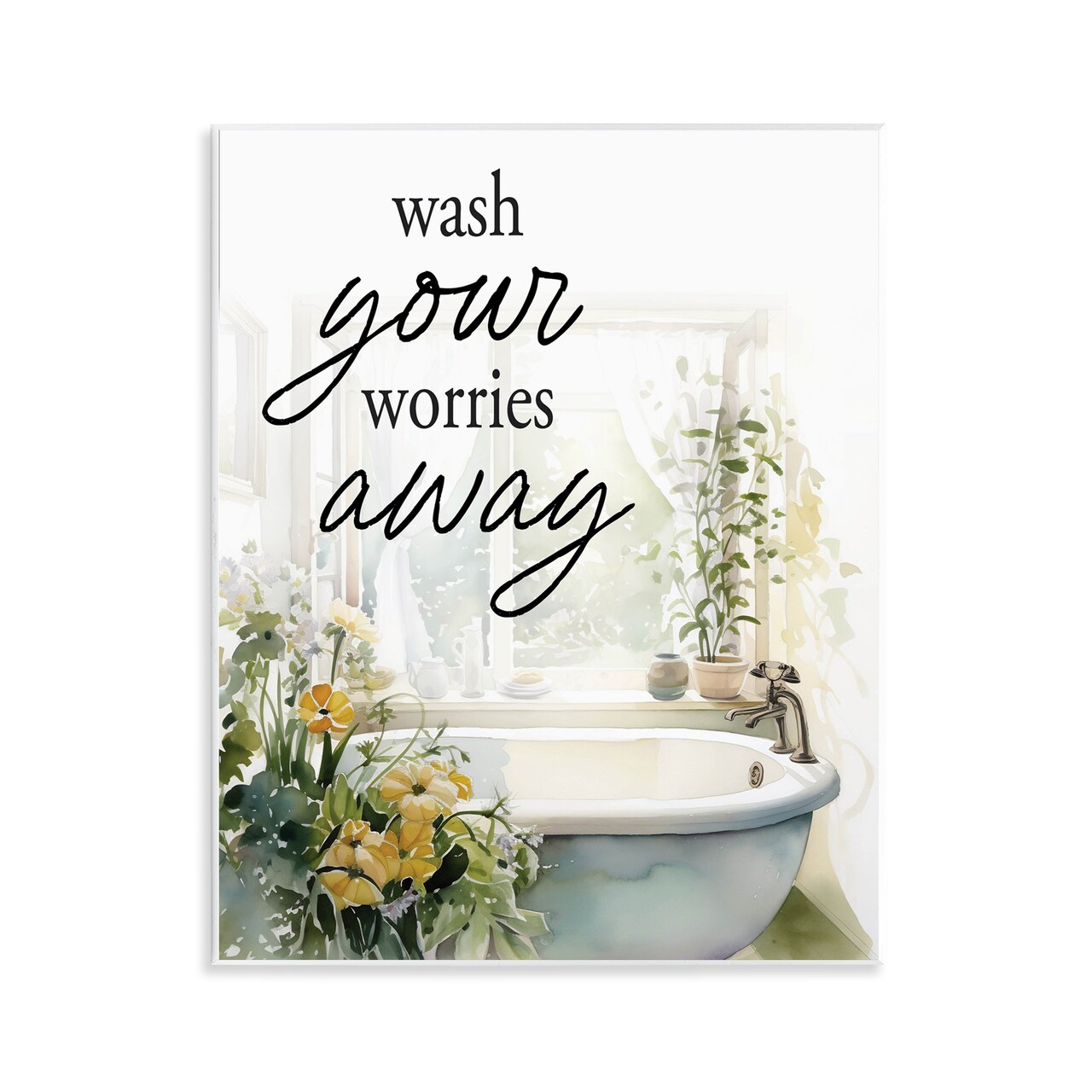 Stupell Industries Wash Worries Away Sunlit Bath Wall Plaque, design by Lettered and Lined